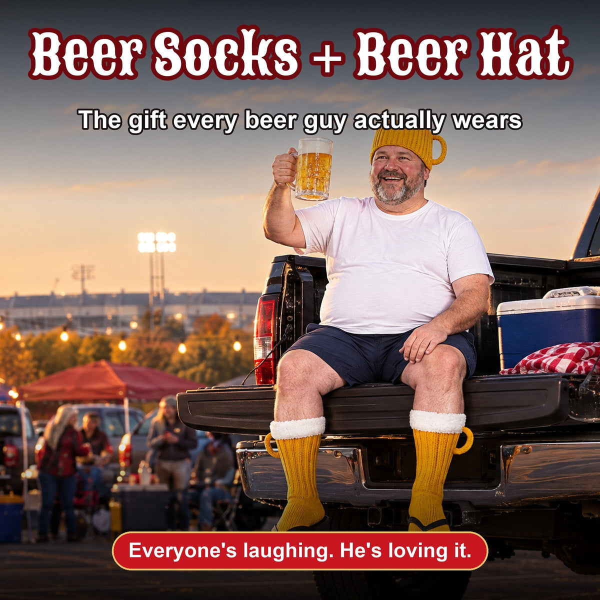 Beer Mug Socks + Beer Hat Set