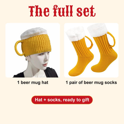 Beer Mug Socks + Beer Hat Set