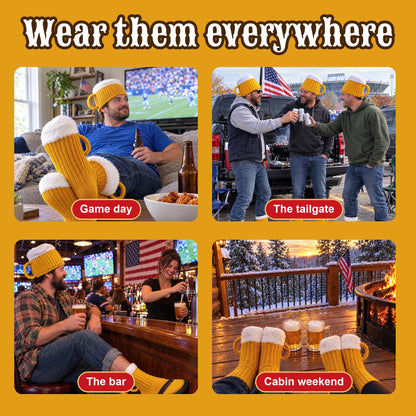Beer Mug Socks + Beer Hat Set