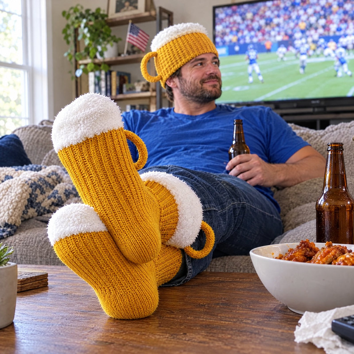 Beer Mug Socks + Beer Hat Set